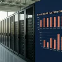 Ilustrasi editorial: Analisis: Pusat Data, AI, dan Tantangan Pasokan Listrik Rendah Emisi
